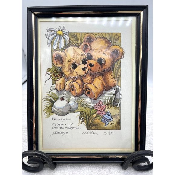 Vintage Jody Bergsma Limited Edition Bears Mixed Media Signed Numbered 1833/7500 - Picture 1 of 7